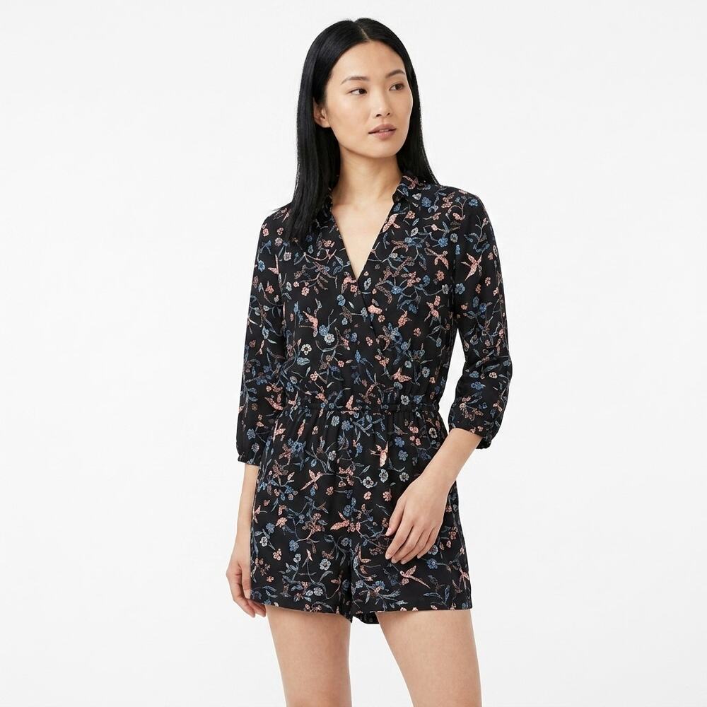 C&V Chelsea & Violet Black Floral Lightweight Romper Women Woven Size XS